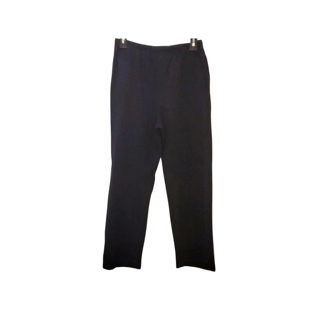 Womens Black Cotton Drawstring Pants Small Petite Casual Comfort